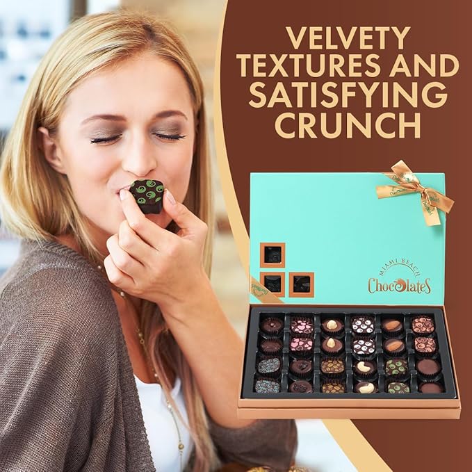 Dark Chocolate Truffles Gift Box, 24 Pieces of Chocolates Gift Box, Ultimate Assorted Chocolates for Birthdays, Holidays or Corporate Gifts, A Premium Chocolate Experience Made for Gifting