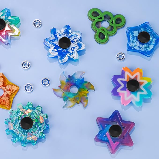 NiArt Fidget Spinner Toy DIY Bearing with Caps Set 22-Pack, MR137 0.5" Single-Sealed Chrome Steel Bearing Balls Replacement High Speed 13mmx7mmx4mm Epoxy Resin Casting Craft Skateboard Stress Reliever