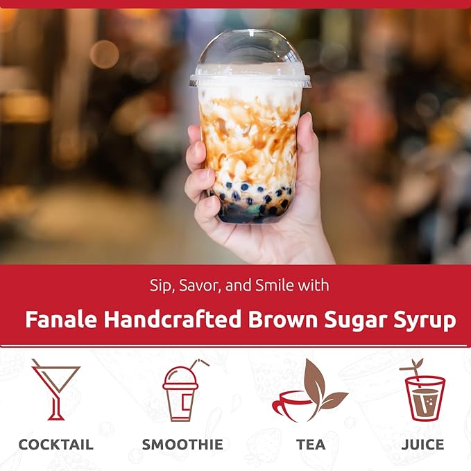Fanale Premium Flavoring Concentrated Syrup for Bubble Tea 12 oz | Hand Crafted Brown Sugar Syrup | for Boba Tea, Smoothies, Slushes, Desserts | 12oz | SRP370-SP340