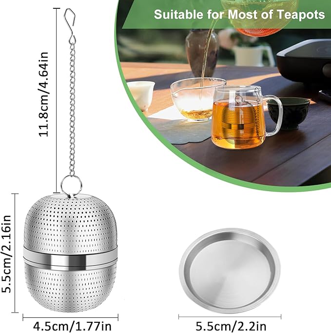 Numola Tea Ball Infuser for Loose Tea, Extra Fine Mesh Tea Strainer with Drip Tray, 304 Stainless Steel Tea Steeper for Black Tea, Rooibos, etc