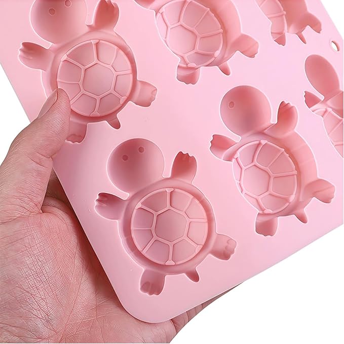 2 Pcs Turtle Ice Cube Molds, 6 Cavity Turtle Shaped Silicone Molds, for Chocolate, Candy, Jello, Wax Melts, Muffin, Cupcake Cake Decor, Gummies