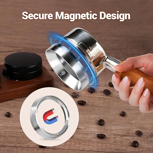 58mm Espresso Dosing Funnel, 304 Stainless Steel Coffee Dosing Ring, Portafilter Funnel with 6 Magnetic, Barista Tools Compatible with Breville 58mm Portafilter