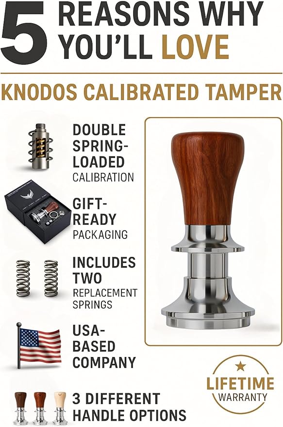 58.5mm Gaggia Classic Pro, E24, Evo Accessories by KNODOS Premium 58mm Bottomless Portafilter, Precision 58.5mm Calibrated Tamper & 58.5 mm Adjustable Coffee Distributor