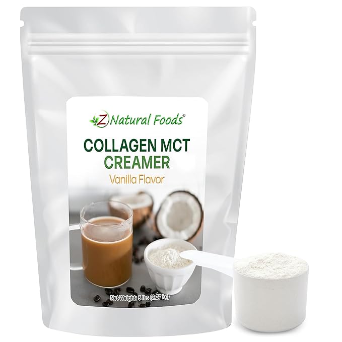 Z Natural Foods Collagen MCT Oil Creamer - Pure MCT Creamer Powder with Collagen Peptides - Collagen Creamer for Coffee, Tea & Culinary Use - Healthy Creamer, Keto & Paleo Friendly, Vanilla, 5 lb
