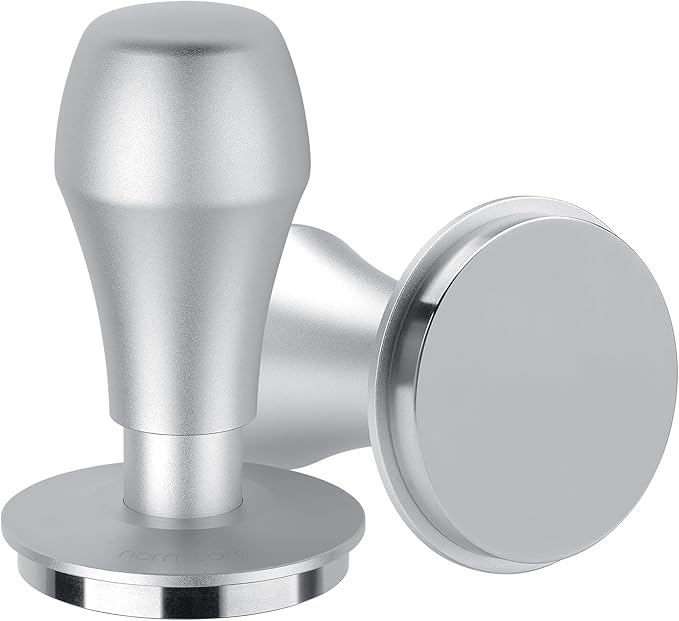 Normcore 57mm Coffee Tamper V4.1 with Click Sound Feedback, Spring Loaded Tamper With Stainless Steel Flat Base, Compatible with Lelit Anna Portafilter, Silver