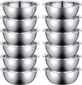 Pinkunn Set of 12 Stainless Steel Mixing Bowls, Nesting Metal Prep Salad Bowl Bulk Kitchen Large Reusable Baking Food Container for Hotel Restaurant Home Cooking, Silver(11.8 x 3.74 Inch)
