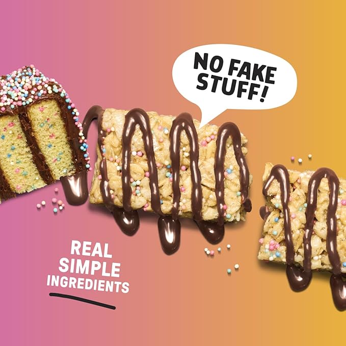 JUNKLESS Chewy Granola Bars Twin Pack – Chocolate Chip & Drizzled Birthday Cake (12 Bars)–Less Sugar, Non-GMO, Gluten-Free, Wholesome Snack Bars for Kids & Adults, 2 Boxes