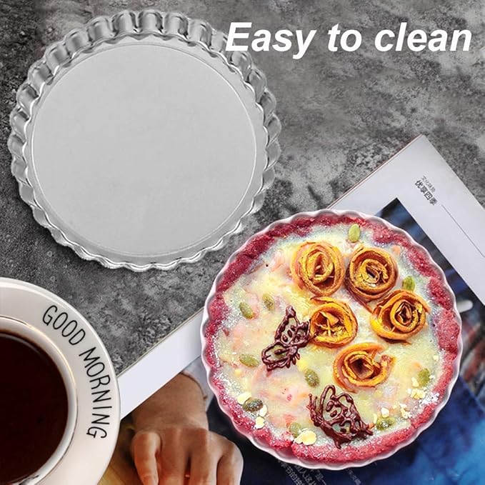 Set of 6, Mini Tart Pan, findTop 4.7 Inch Non-Stick Quiche Pan with Removable Bottom or Oven