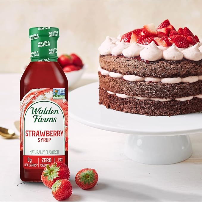 Walden Farms Strawberry Syrup – Perfect for Desserts, Smoothies, Breakfast – Zero Calorie, Sugar-Free, Low Carb, Keto-Friendly, Gluten-Free, Vegan – 6-Pack, 12 oz Bottles