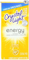 Crystal Light On The Go Energy Citrus, 10 Count (Pack of 12) - Packaging May Vary