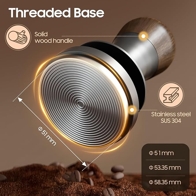 MHW-3BOMBER 51mm Espresso Tamper - 3 Spring Loaded Coffee Tamper with 15lb / 30lbs Replacement Springs - Barista Calibrated Tamper with Sound Feedback - Compatible with 51mm Portafilter T6174T-OS