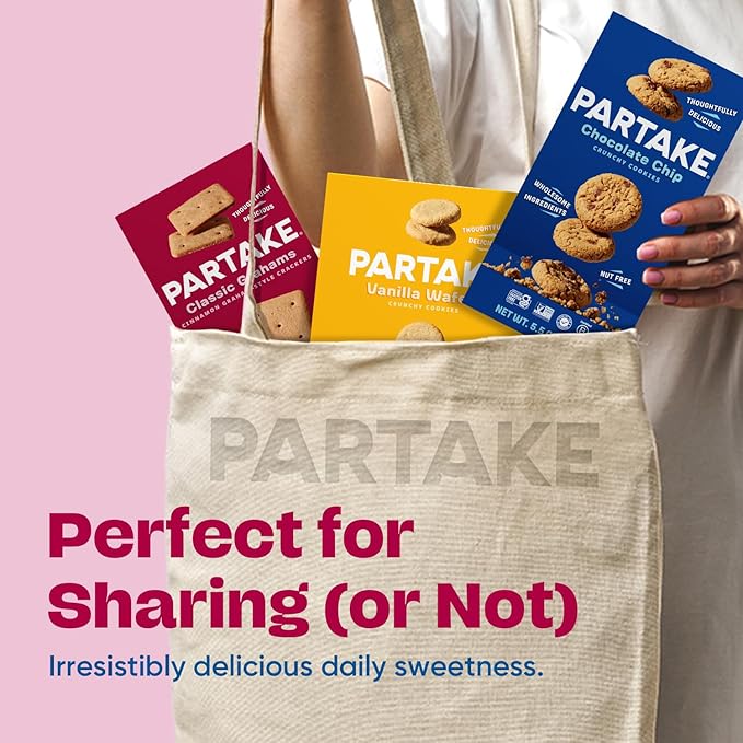 Gluten Free Partake Crunchy Cookie & Cracker Variety Pack (Chocolate Chip, Classic Graham Cracker, Vanilla Wafer) - Vegan - Free From the Top 9 Allergens Including Dairy, Wheat, Soy, Eggs, & Peanuts - Non GMO - Safe School & Office Snack (3 Pack, 5.5oz...