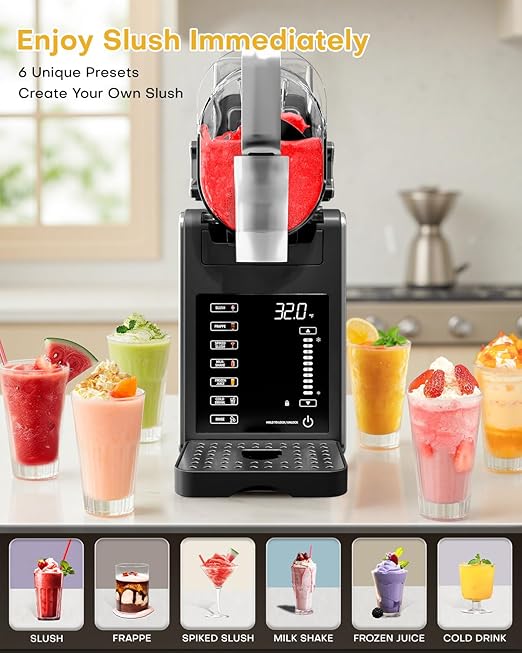 Fiii Slushie Machine with QuickChill Technology, Slushy Machine for Home, 6 Preset Programs, No Ice Needed Slushy Machine 92oz Frozen Drink Machine for Frozen Margaritas,Frappéss, and More