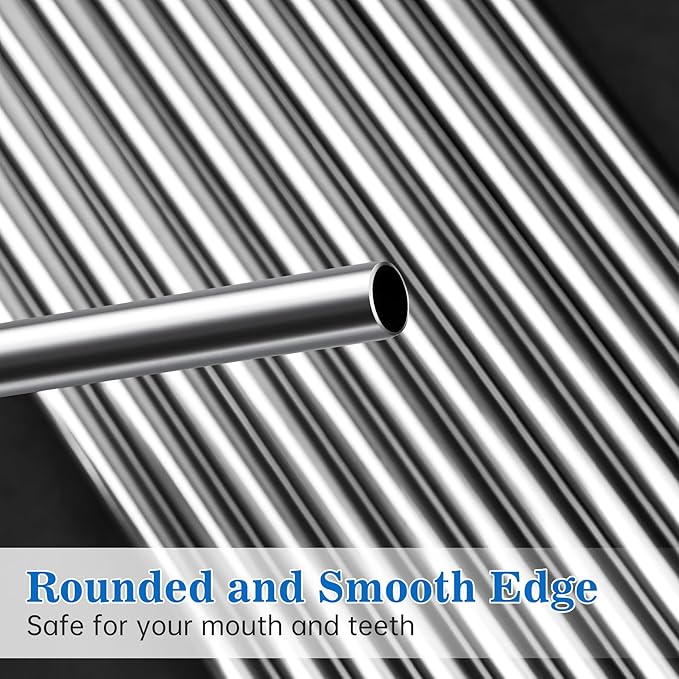 Tomorotec 8PCS 12" Stainless Steel Straws 4 Bent & 4 Straight for 40oz Stanley Tumblers, Reusable Food-Grade Drinking Straws with Cleaning Brush for Smoothies, Milkshakes, Iced Coffee, Dishwasher Safe