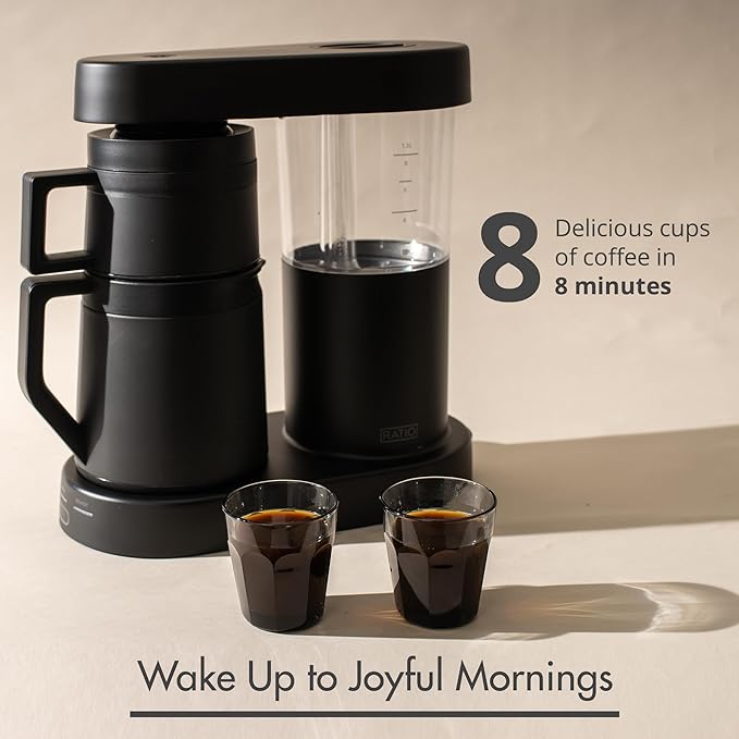 Ratio Six Series 2 Coffee Machine - Automatic Drip Coffee Maker - 1.25L/40oz - Brews 2-8 Cups - Matte Black