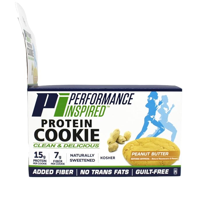 Performance Inspired Nutrition Protein Cookie - Contains: BIG 15G Isolate Proteins - 7G Of Fiber - All Natural - Gluten Free - No Artificial Ingredients - Peanut Butter Flavor - 12 Count