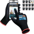 KAYGO Safety Work Gloves PU Coated for Men and Women, 12 Pairs KG11PB, Seamless Knit Glove with Two Fingers Touchscreen, breathable and lightweight Ideal for General Duty Work (Small,Black)
