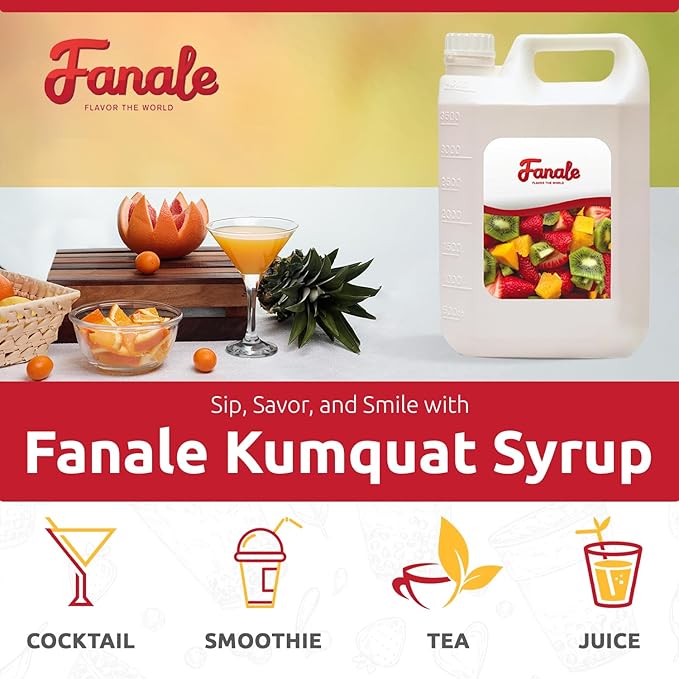 Fanale Premium Flavoring Concentrated Syrup for Bubble Tea 11 lb | Kumquat Flavor Syrup | for Boba Tea, Smoothies, Slushes, Desserts | 11lb | Pack of 4 | SRP150-CS