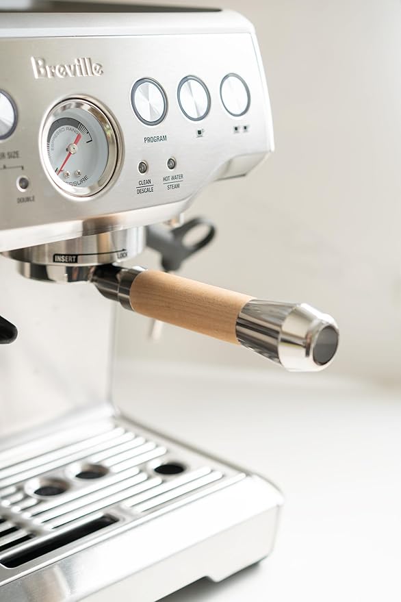 LILQ 54mm Naked Bottomless Portafilter Compatible with Breville Barista Express, Barista Pro, Bambino, and More – 18-20g basket included (Maple Fusion, 54mm Breville)