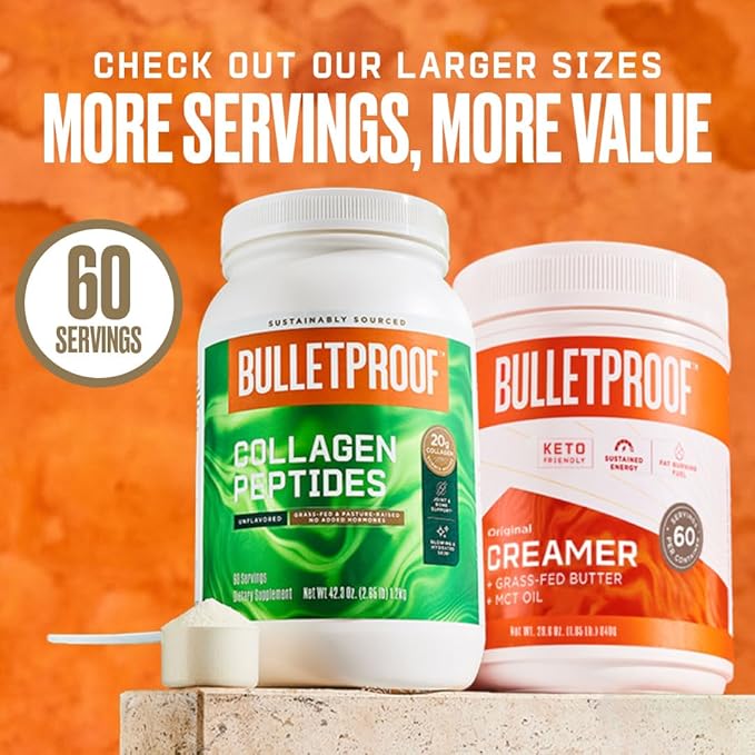 Bulletproof Unflavored Collagen Peptides Powder, 42.3 Ounces, Grass-Fed Collagen Protein and Amino Acids for Skin, Bones and Joints, Packaging May Vary