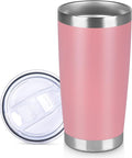 20 oz Tumbler Stainless Steel Tumblers Bulk with Lid Double Wall Insulated Coffee Tumbler Cups for Hot & Cold Drinks Powder Coated Travel Coffee Tumbler Mug Metal (Rose Pink, 1 pack)