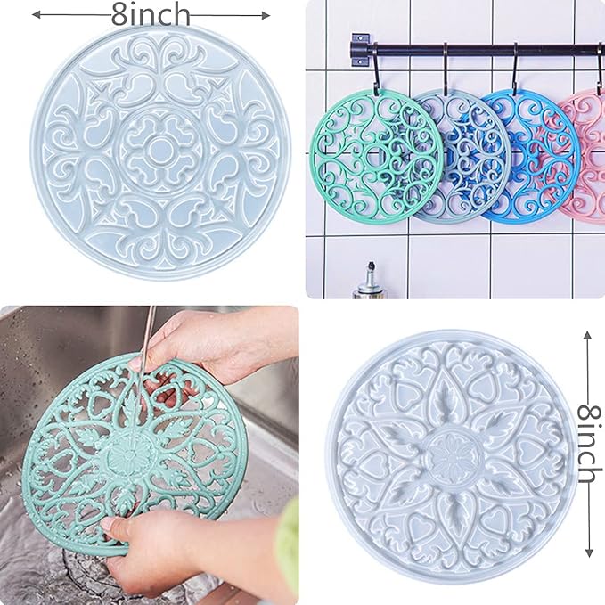 Mandala Coaster Resin Molds 2pcs Large Silicone Coaster Molds for Hollow Flower Tray Epoxy 3D Geode Design Shiny Molds for Home Decoration Coaster Resin Casting Mold Set