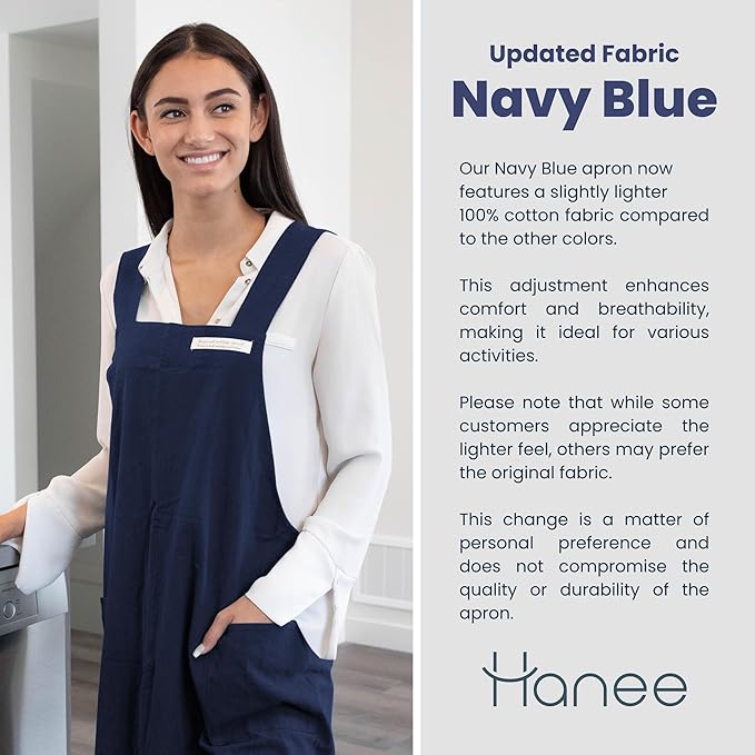 HANEE Cotton Aprons for Women and Men | Cross-Back Apron with Pockets