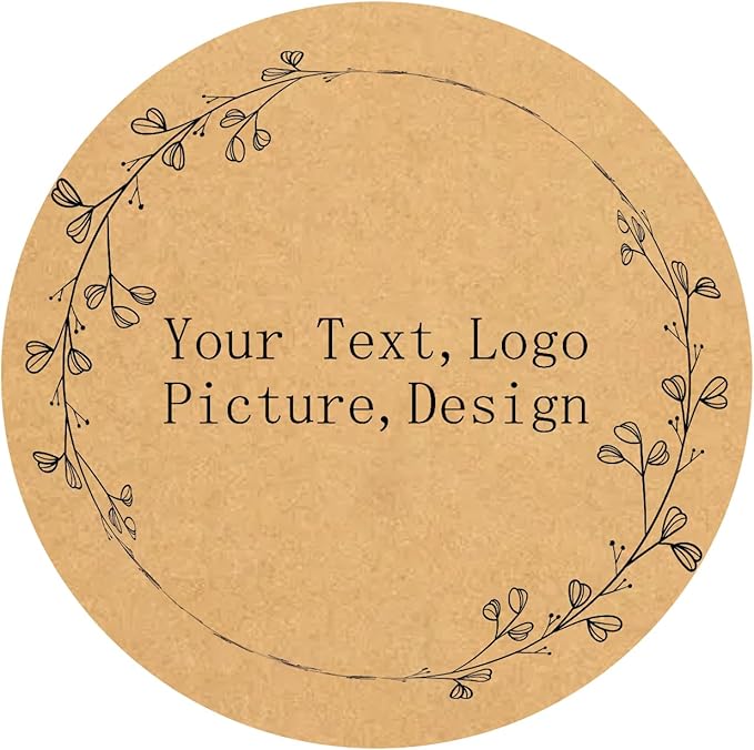 Custom Stickers Kraft Paper Labels Personalized Withe Text, Business Logo Customized Food Jars Labels Bakery Label Sticker Package Favor Canning Circle 100pcs (Style 5)