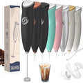 Milk Frother Handheld Frother Wand Drink Mixer Handheld Coffee Stirrers Electric Frother for Coffee Mixer Wand with 2 Whisk frother for protein powder coffee frother handheld -Black