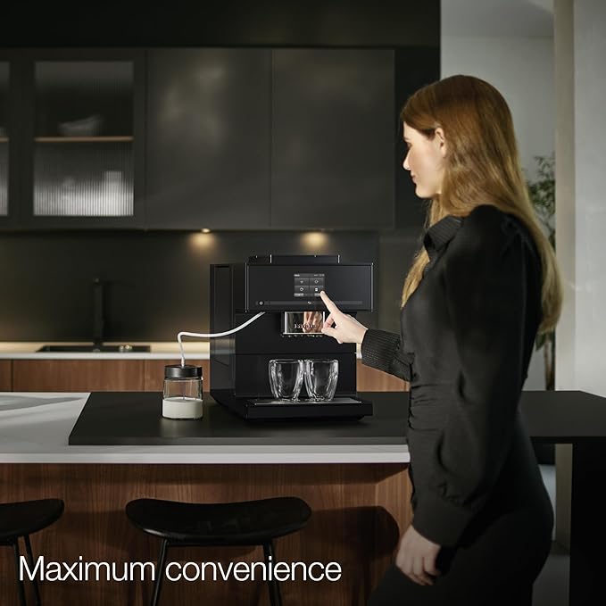 Miele CM 7750 CoffeeSelect Automatic Coffee Machine - OneTouch for Two, AromaticSystem, 10 individual profiles, DoubleShot, CupSensor, WiFi-compatible, automatic descaling, in Obsidian Black