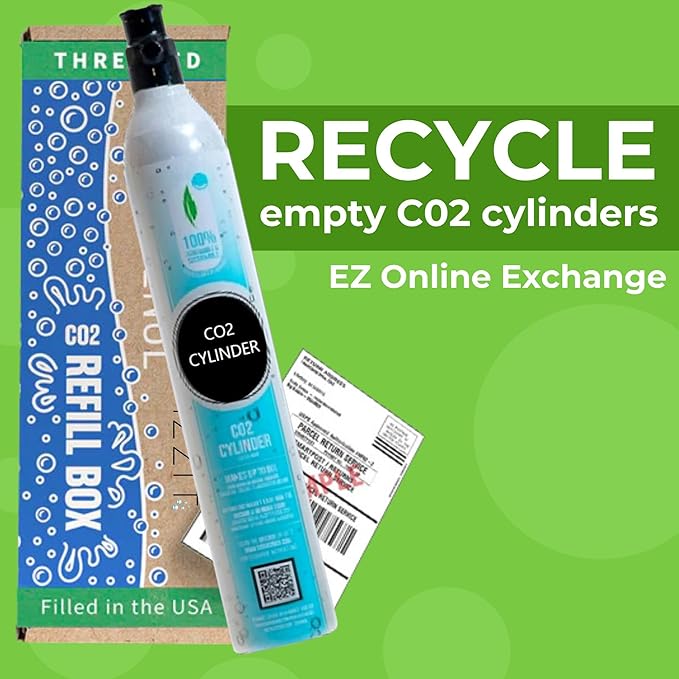 FIZZIT 60L Threaded CO2 Cylinder Canister Refill, 1 Pack Compatible with All Threaded 'Screw-In' Soda Makers Including Soda Machines