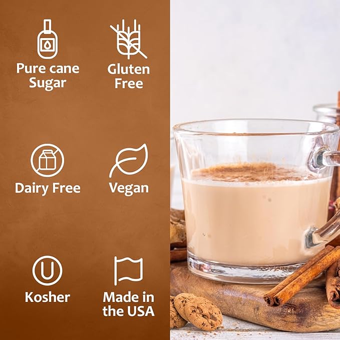 Syruvia Cinnamon Oatmeal Cookie Syrup - 25.4 fl oz. Kosher and Gluten-Free. Ideal for Enhancing Drinks, Sodas, Shakes, Desserts, and More.