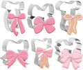 6Pcs Bowknot Cookie Cutters Coquette Bow Shape Cookie Cutting Molds Biscuit Cutters for Women Birthday Wedding Baby Shower DIY Craft Baking Supplies