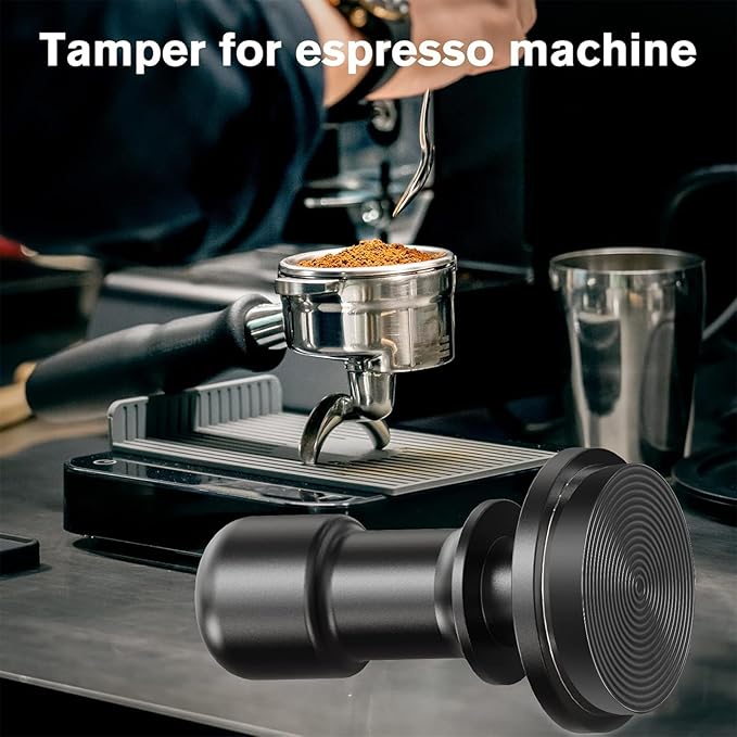PUSEE 53mm Espresso Coffee Tamper,Premium Calibrated Espresso Tamper 30lb Coffee Tamper with Spring Loaded,Titanium Ripple Plating Base Ground Tamper for Barista Home Coffee Espresso Accessories