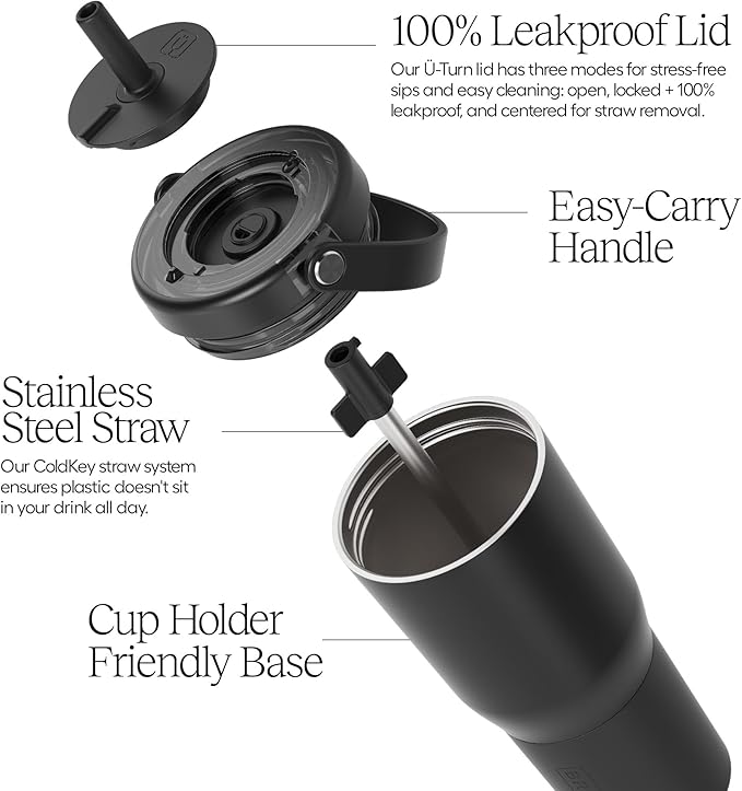 BrüMate Resa 25oz 100% Leakproof Travel Tumbler with Handle & Straw | Flexible SoftSip Straw | Silicone Sleeve for Durability | Stainless Steel | Cup Holder & Travel Friendly Water Bottle | (Mist)