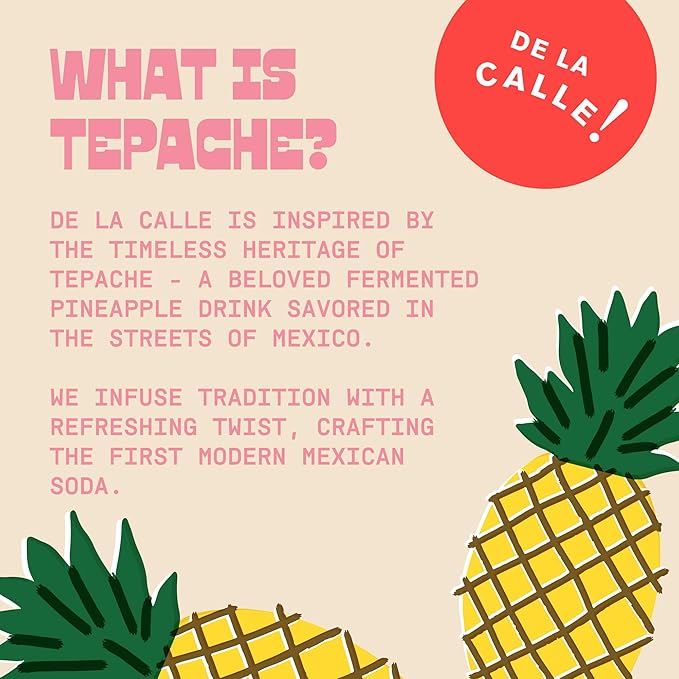 De La Calle Tepache - Watermelon Jalapeño - Modern Mexican Soda - Craft Fermented Pineapple Sparkling Beverage - Certified Organic, Antioxidant Rich, Non-Alcoholic, Healthy Soda, Low Sugar, Low Calorie, Non-GMO