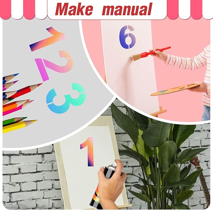 5 Inch Number Stencils 0-9 Address Number Stencil Reusable Number Stencils Set Digital Stencils Templates for Cake Stencil Address Number Painting Stencils Templates