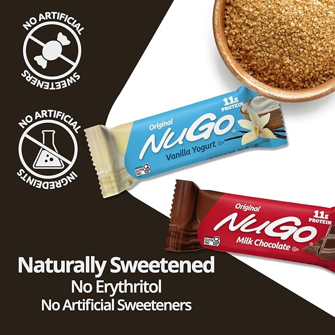 NuGo Original Variety, Vanilla Yogurt 15 bars & Chocolate 15 bars, 11g Protein, Gluten Free, 30 Count