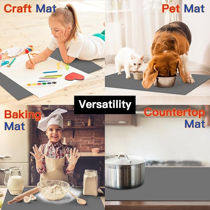 Silicone Mats for Kitchen Counter, 47.3"x23.6"(120cmx60cm) Large Heat Resistant Mat Kitchen Island Waterproof 2MM Thick Countertop Protector Mat Nons-slip Extra Large Counter Mat, Translucent Black