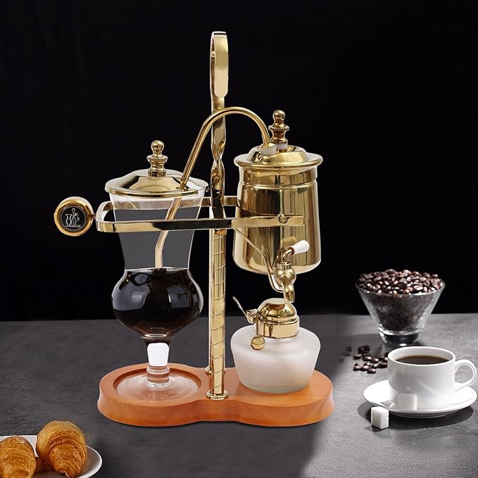 LYNICESHOP Belgian Coffee Pot, Gold Belgium Royal Family Balance Syphon Coffee Tea Pot Maker Coffee Machine Set Belgium Luxury Royal Family Balance Syphon Siphon Coffee Maker