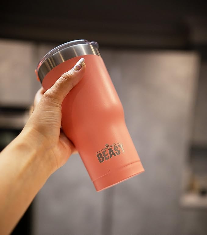 Beast 20 oz Tumbler Stainless Steel Vacuum Insulated Coffee Ice Cup Double Wall Travel Flask (Blossom Pink)