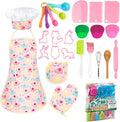 KAEGREEL Elephant Baking Chef Set for Kids, 26 Pcs Kids Cooking Set with Elephant Apron & Hat, Chef Supplies Kitchen Toys Dress Up Role Play Gifts for Girls Boys Aged 3-8