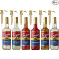 Original Bestsellers Syrup Variety 6-Pack - Vanilla, Peach, Strawberry, Coconut, Salted Caramel & White Chocolate - Coffee & Italian Soda Flavor Syrup with 6 Jimoco Dispenser Pumps