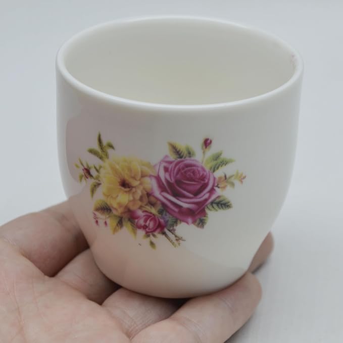 Liang baobao Porcelain Teacup, 5oz Cups Painted Flowers Coffee Tea Water Pot Ceramic Kettle Tea pot Accessories (cup*4)