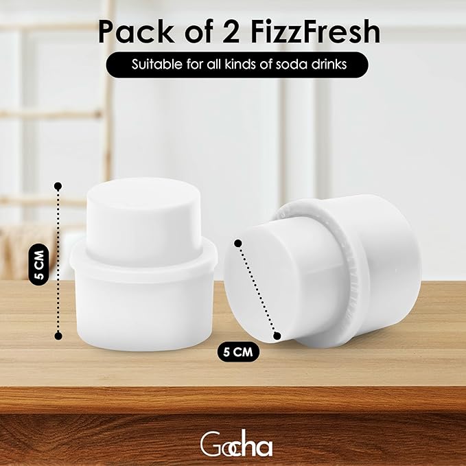 GOCHA | 2 PCS Vacuum Soda Bottle Stopper | Silicone Fizz Keeper | Carbonation Preserver for Soft Drinks & Beverages | Universal Leak-Proof Bottle Cap | (White)