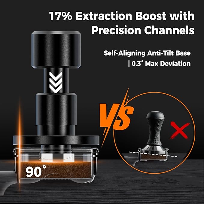IKAPE 51MM V6 Impact Espresso Tamper with Sound Feedback, 15lb/30lb Interchangeable Springs, Espresso High Tamper with Triple-spring System, Fits 51mm portafilters