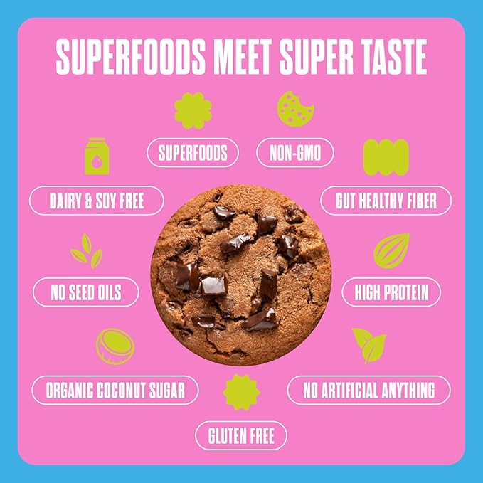 Toto's Sea Salt Chocolate Chip Vegan Cookies: Gluten-Free High-Fiber Cookie with Plant-Based Protein, Superfoods, and Adaptogens - 10X Individually Wrapped Cookies