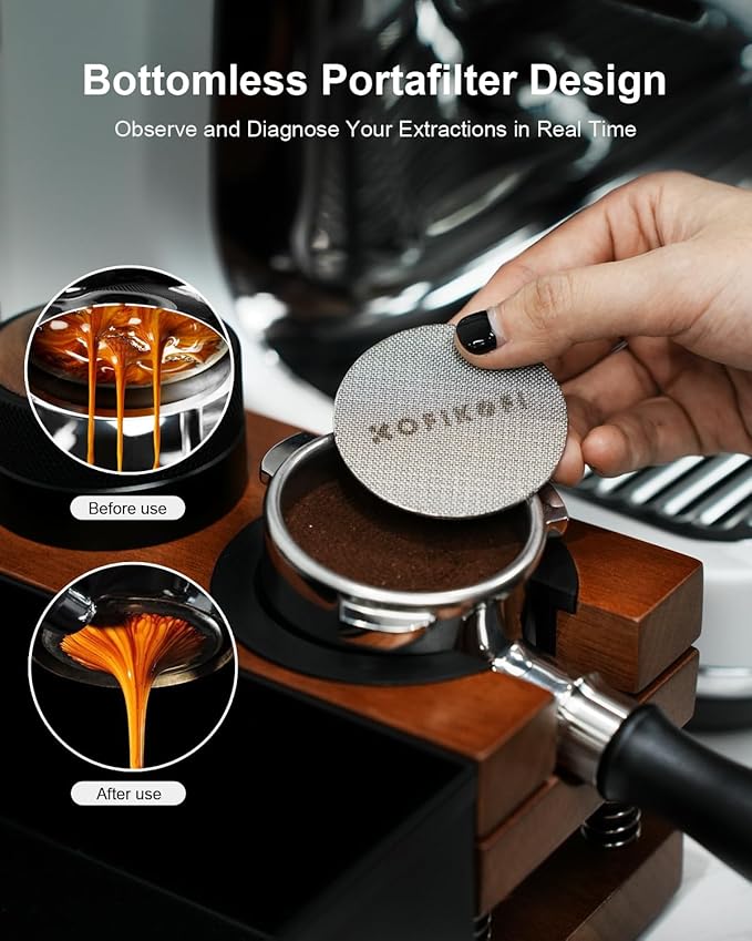51mm Bottomless Portafilter 3 Ears Compatible with Delonghi Dedica EC680/EC685/EC885 and SMEG, EUPA Espresso Machines, Espresso Naked Bottomless Portafilter with Puck Screen and 18g Filter Basket