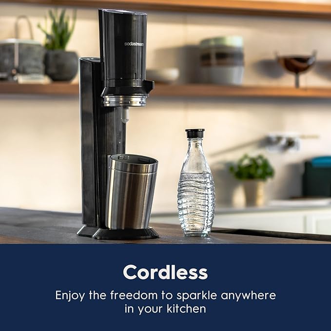 SodaStream - Aqua Fizz Sparkling Water Maker | STARTER KIT | GLASS Carbonator | CQC CO2 System | Includes 2x Elegant Glass Carafes, 1x CO2 Cylinder | Dishwasher Safe | Black