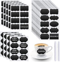 Chalkboard Labels - 180pcs Waterproof Reusable Blackboard Stickers with 2 Free Erasable White Chalk Marker, Mini Decorative Chalk Labels for Jars Containers Kitchen Home Pantry Office